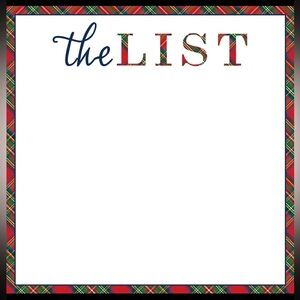 The List Notepad. New w bow. 8.5” x 8.5” 200 pages. Luxurious 70# paper. Tartan